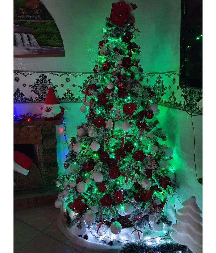 Albero Di Natale 210 Cm Abete Snow Con Effetto Innevato Bianco Base A Croce         