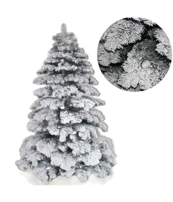Albero Di Natale 210 Cm Abete Snow Con Effetto Innevato Bianco Base A Croce         
