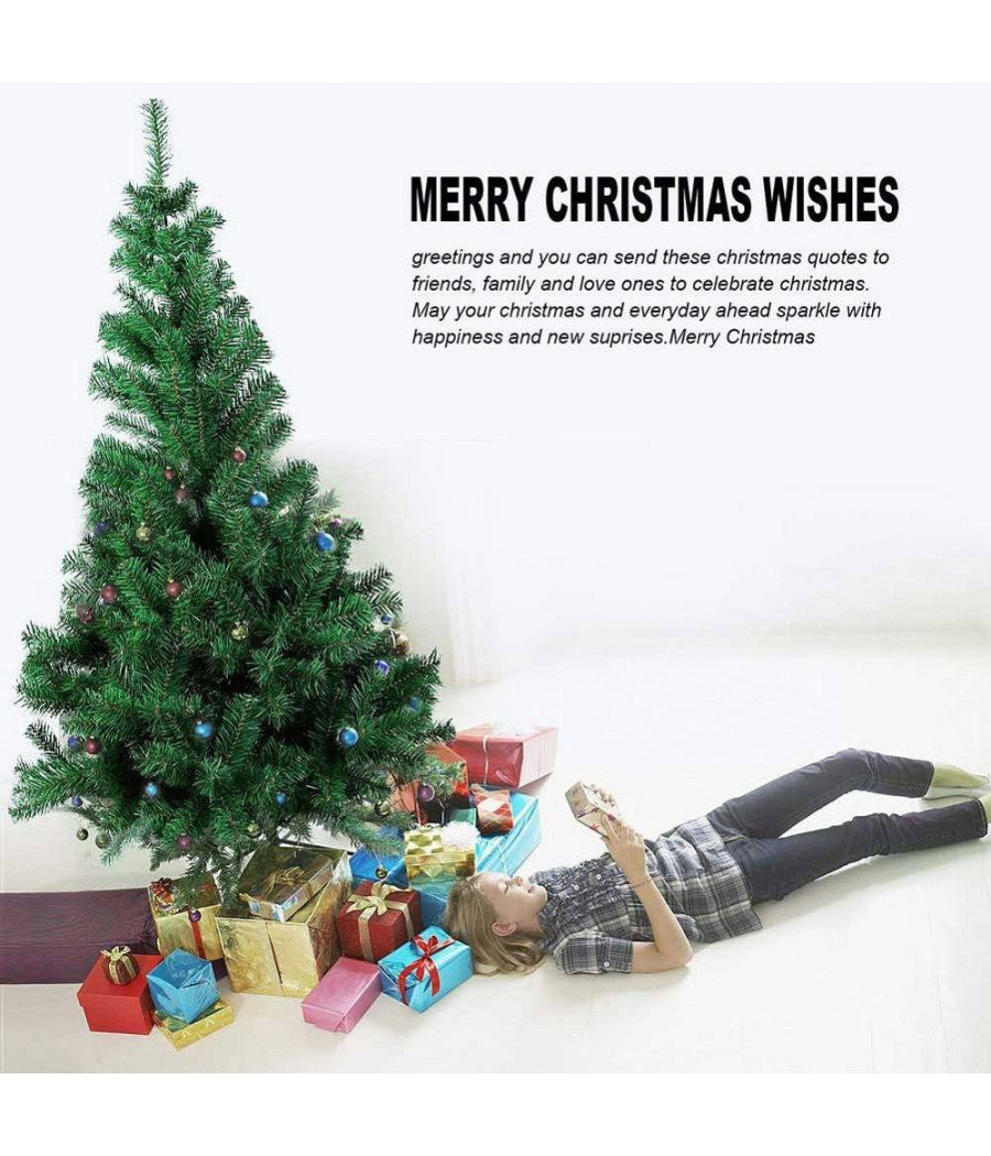 Albero Di Natale 210 Cm Base A Croce Folto Ecologico Rami Artificiale 758 Rami         