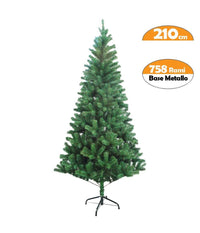 Albero Di Natale 210 Cm Base A Croce Folto Ecologico Rami Artificiale 758 Rami         