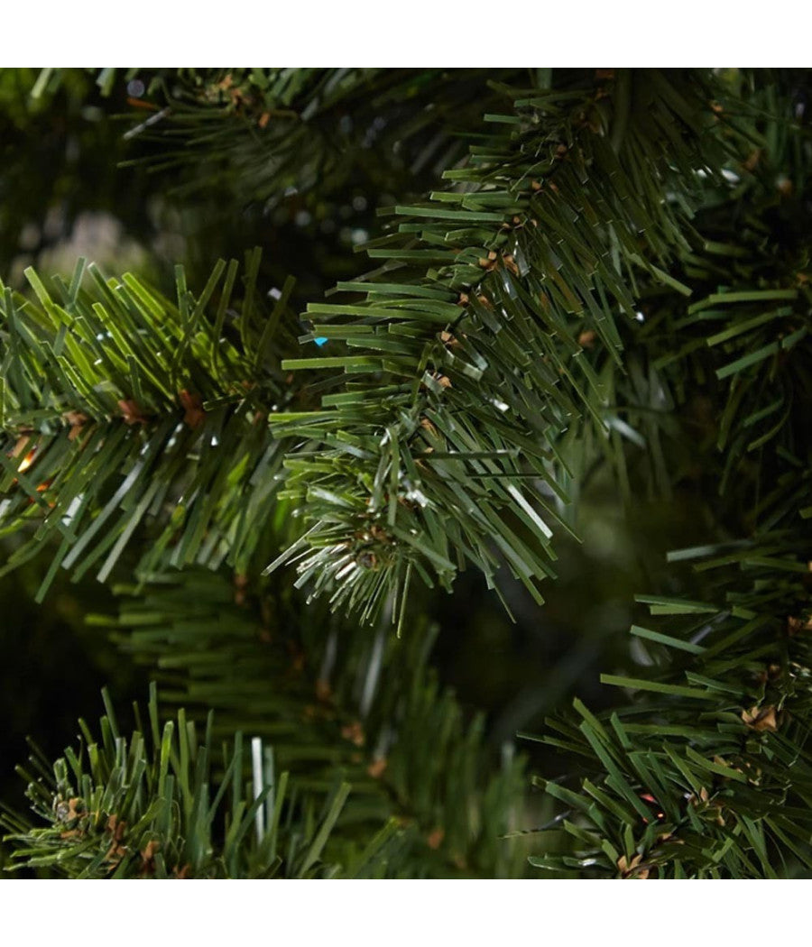 Albero Di Natale 210cm Rami Pino Verde Super Folto Base A Croce In Metallo         