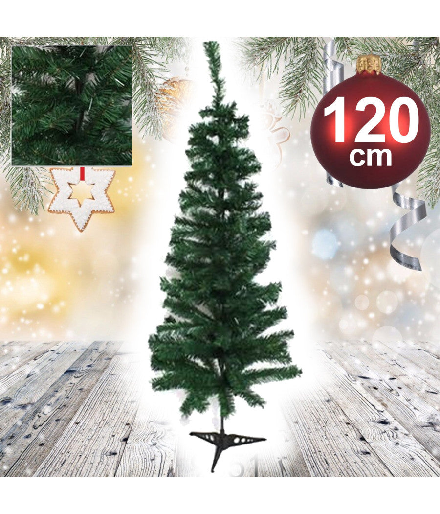 Albero Di Natale Artificiale 120cm Abete Sintetico Per Casa Ufficio Colore Verde         