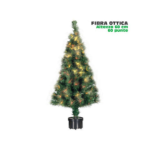 Trade Shop - Albero Di Natale Fibra Ottica 60cm 60 Punte Multicolore Colore Verde -