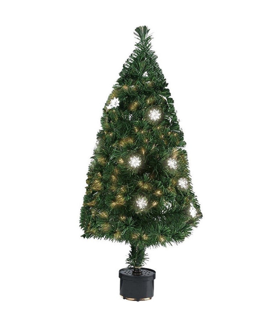 Albero Di Natale Fibra Ottica Flower 60cm 60 Punte 9 Fiori Colore Verde         