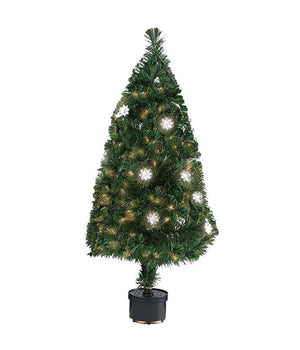 Albero Di Natale Fibra Ottica Flower 60cm 60 Punte 9 Fiori Colore Verde         