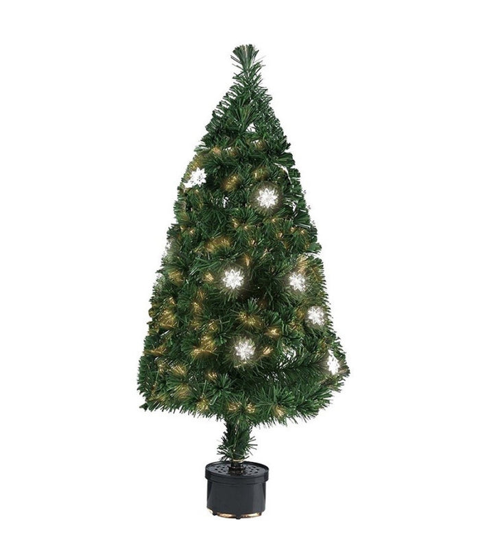 Albero Di Natale Fibra Ottica Flower 60cm 60 Punte 9 Fiori Colore Verde         