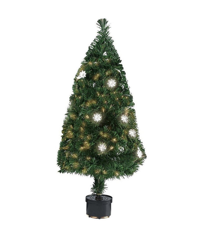 Albero Di Natale Fibra Ottica Flower 90cm 100 Punte Con 12 Fiori Colore Verde         