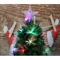 Albero Di Natale In Fibra Ottica 150cm Verde Multicolori Con Punta Stella A Led         