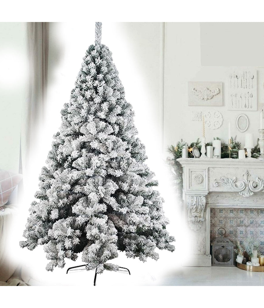 Albero Di Natale Innevato 210cm Nataluna Super Folto Effetto Neve Modello Aspen         