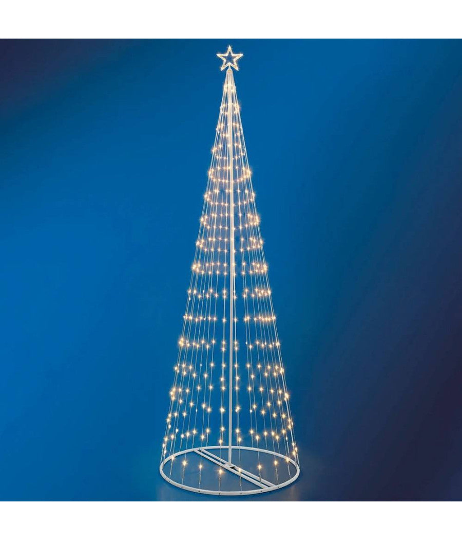 Albero Di Natale Luminoso Bianco Caldo 394 Led 300cm Decorazione Per Esterno         