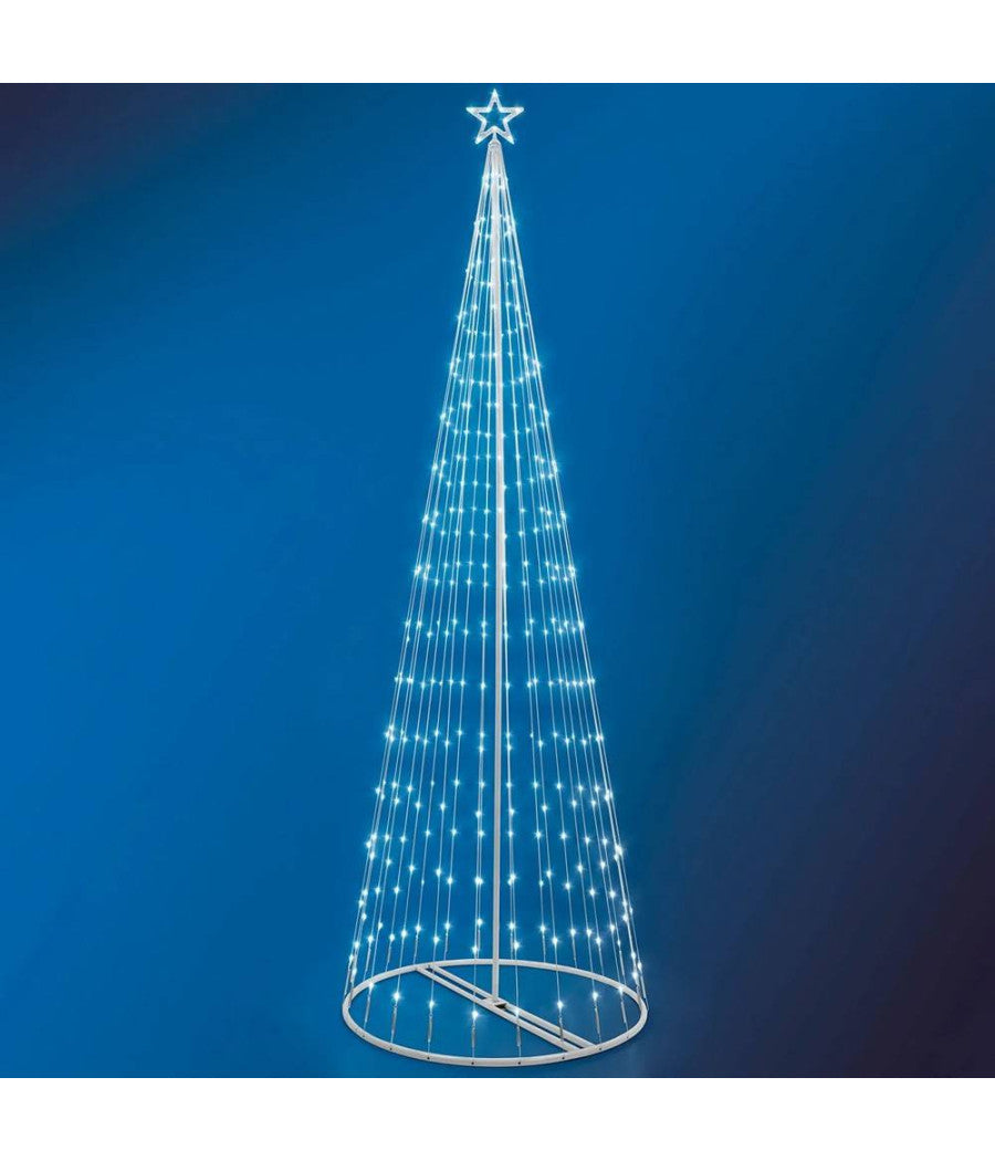 Albero Di Natale Luminoso Bianco Freddo 394 Led 300cm Decorazione Per Esterno         