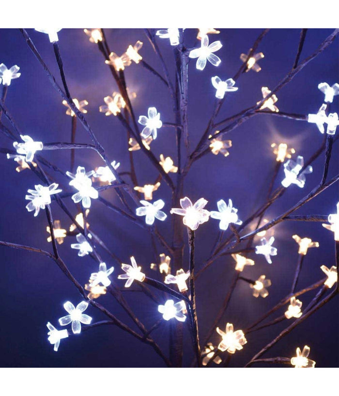 Albero Di Natale Luminoso Ciliegio Per Esterno 90 Led 100 Cm Bianco Freddo Caldo         