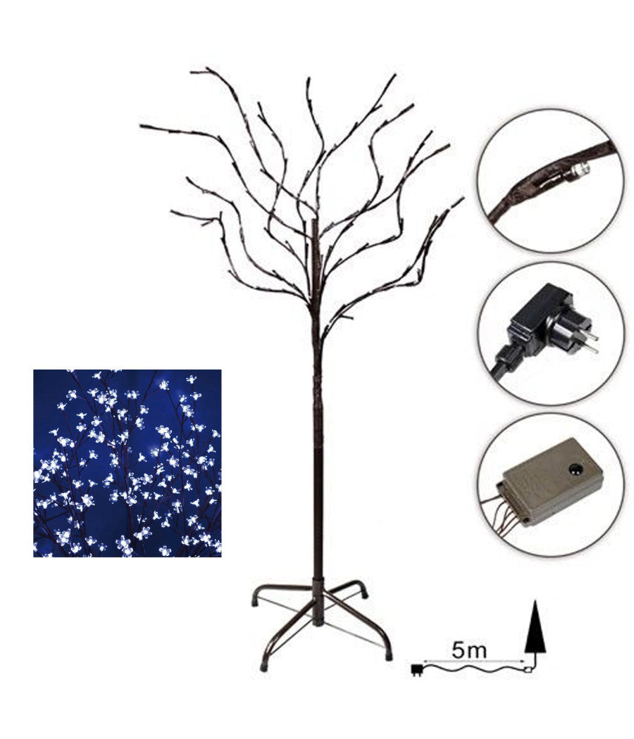 Albero Di Natale Luminoso Ciliegio Per Interno 192 Led 180cm Bianco Freddo         