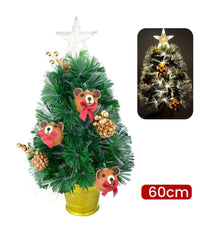 Albero Di Natale Mini 60 Cm Con Decori Palline Orsetto E Luci Incluse Pigne         