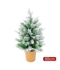 Albero Di Natale Mini Effetto Innevato Dim. 90 Cm Sintetico Alberello Con Vaso         