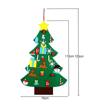 Albero Di Natale Per Bambini In Feltro Da Parete Con 26 Addobbi Natalizi 110cm         