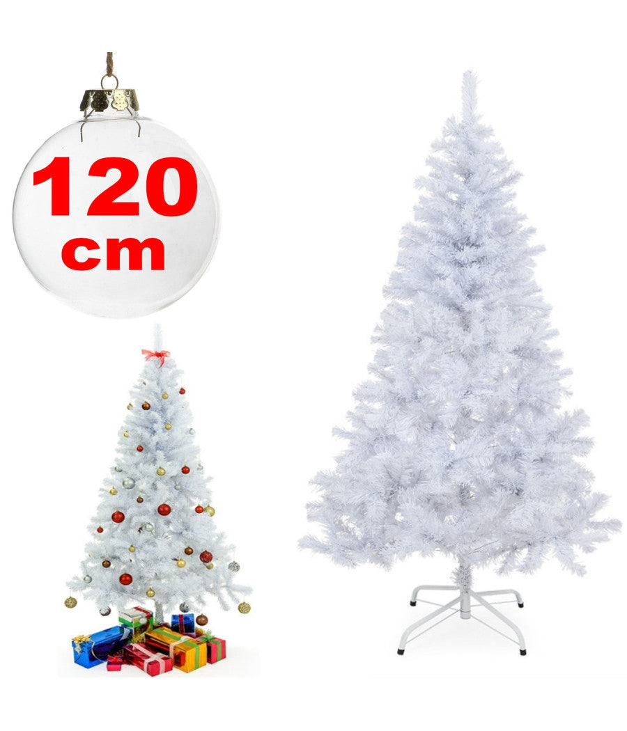Albero Di Natale Sintetico 120cm Bianco Neve Decorazione Per Casa Scuola Ufficio         