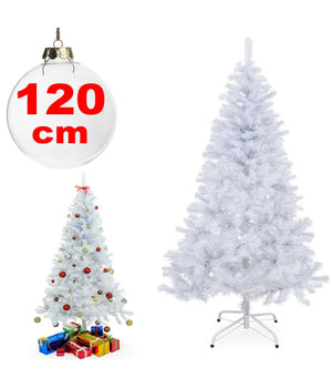 Albero Di Natale Sintetico 120cm Bianco Neve Decorazione Per Casa Scuola Ufficio         