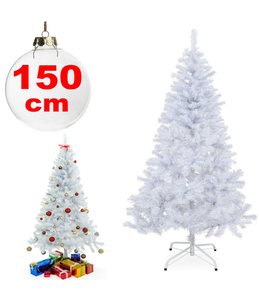 Albero Di Natale Sintetico 150cm Bianco Neve Decorazione Per Casa Scuola Ufficio         