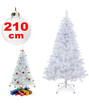Albero Di Natale Sintetico 210cm Bianco Neve Decorazione Per Casa Scuola Ufficio         