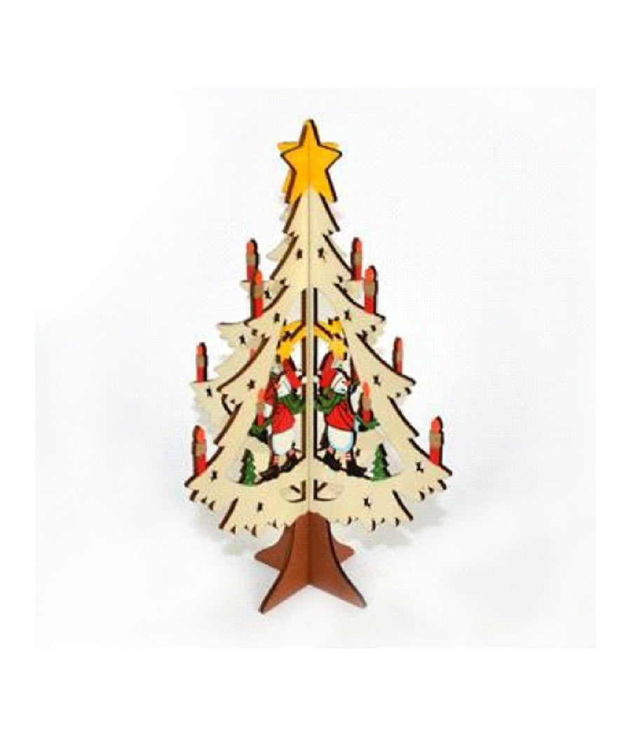 Albero In Legno A Incastro Con Personaggio Natalizio Decorazioni Natalizie         