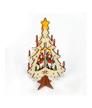 Albero In Legno A Incastro Con Personaggio Natalizio Decorazioni Natalizie         