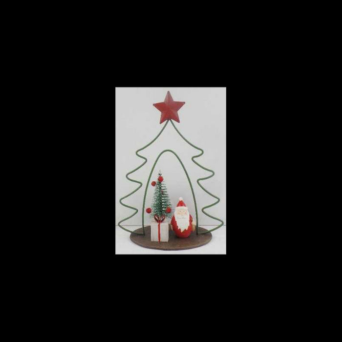Albero metallo con babbo natale resina rosso cm 21x9,5h25,5