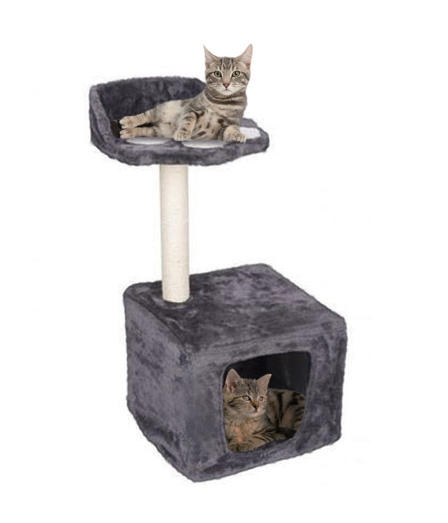 Albero Palo Tiragraffi Gatti Con Cuccia E Piattaforma 68x30cm Peluche E Sisal         