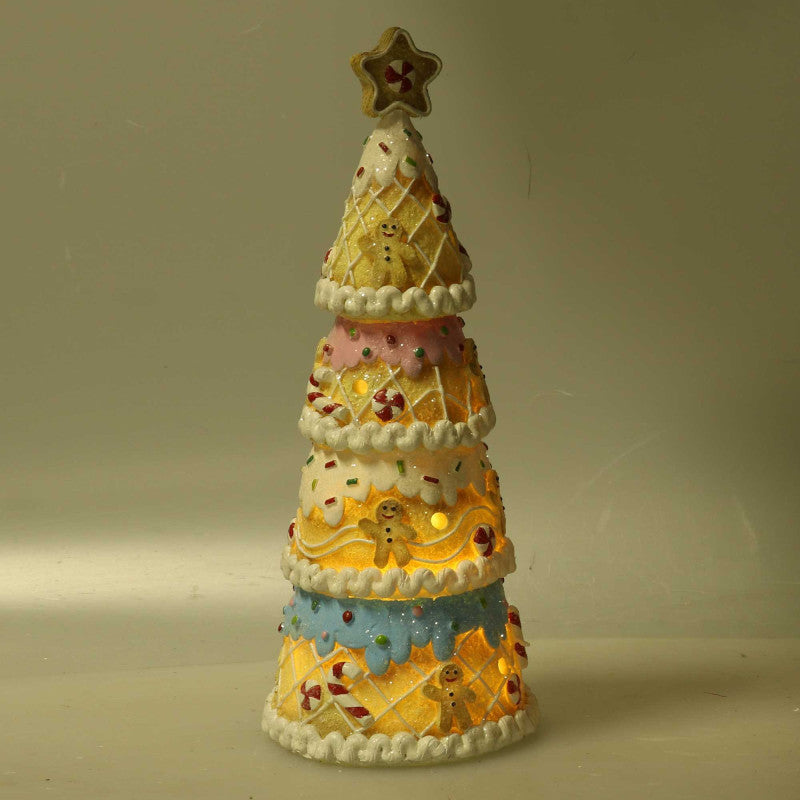 Albero resina candy rosa con led cm 11x11h27,5