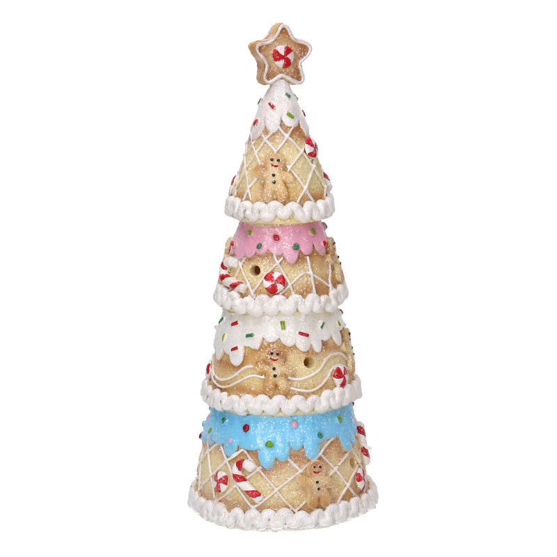 Albero resina candy rosa con led cm 11x11h27,5