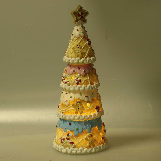 Albero resina candy rosa con led cm 11x11h27,5