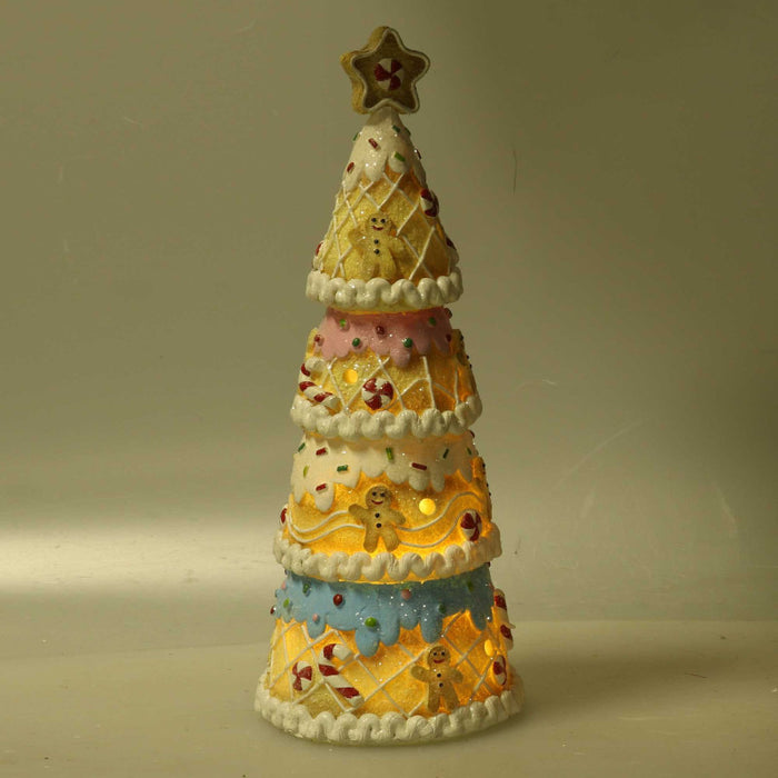 Albero resina candy rosa con led cm 11x11h27,5