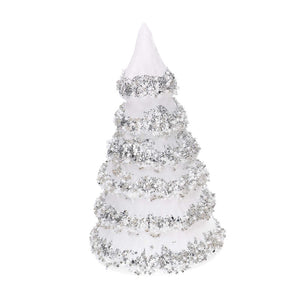 Albero vetro bianco glitter argento cm ø12h21