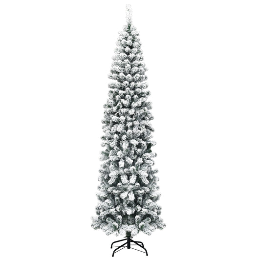 Albero artificiale di Natale, Abete innevato non illuminato con aghi in PVC base pieghevole di metallo 225 cm-Alberi di Natale