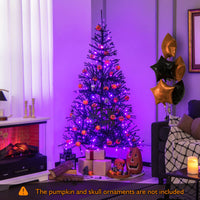 Albero artificiale di Halloween inclinato pre-Illuminato, Albero con 791 punte di rami in PVC 250 Luci LED 183cm-Alberi di Natale