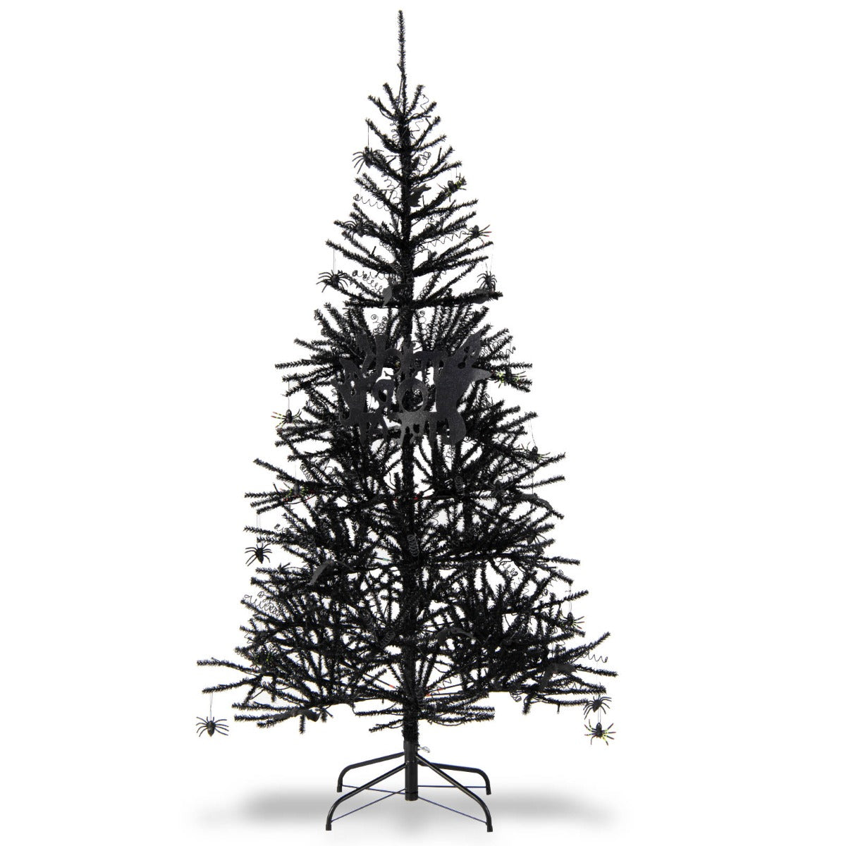 Albero artificiale di Halloween inclinato pre-Illuminato, Albero con 791 punte di rami in PVC 250 Luci LED 183cm-Alberi di Natale