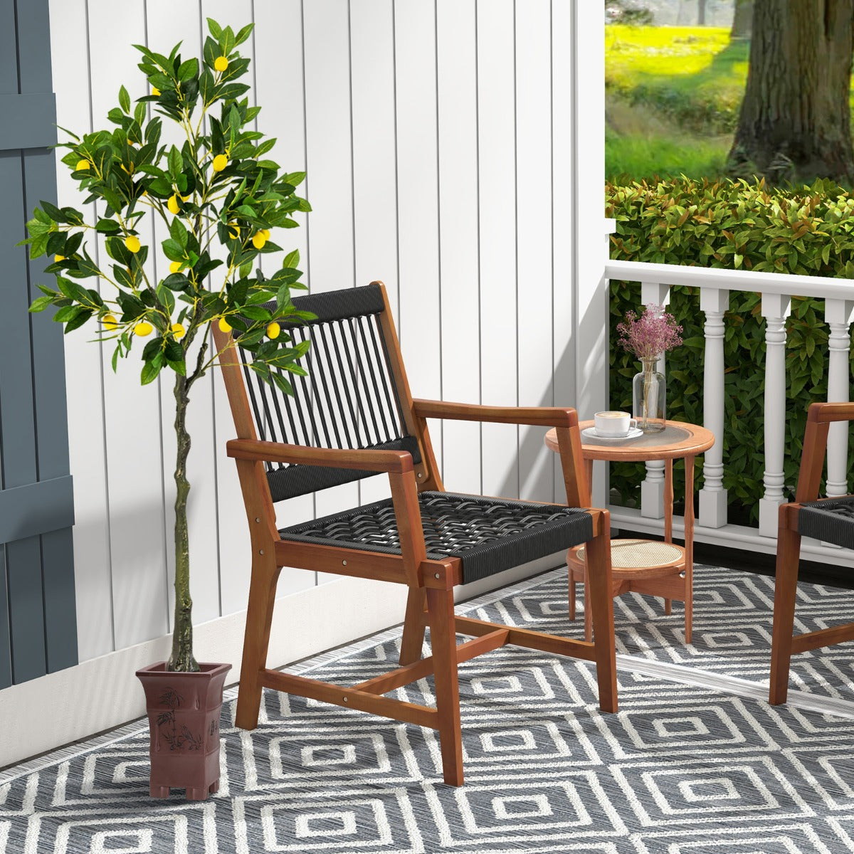 Albero di limone artificiale alto 160 cm con frutti di limone vaso di cemento fogliame, Pianta di limone finto-Piante artificiali