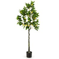 Albero di limone artificiale alto 160 cm con frutti di limone vaso di cemento fogliame, Pianta di limone finto-Piante artificiali