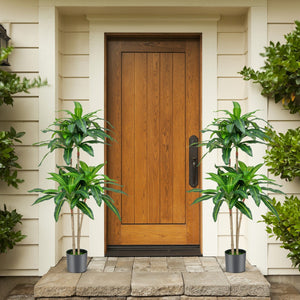 Albero artificiale alto 140cm con 92 foglie e vaso di cemento incorporato, Pianta finta dracaena realistica-Piante artificiali