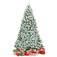 Albero artificiale di Natale con 1364 rami, Abete innevato con aghi in PVC solida base di metallo 225cm-Alberi di Natale