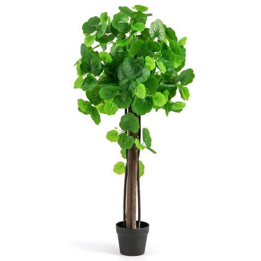 Albero di begonia artificiale da 110cm con tronco in legno reale rami regolabili, Pianta finta in vaso per casa-Piante artificiali