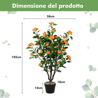 Albero di camelia artificiale in fiore finta con 37 fiori gialli ciottoli di pioggia, Pianta di camelia simulato-Piante artificiali