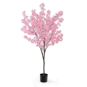 Albero di finti fiori di ciliegio con 900 fiori rosa, Pianta floreale finta in vaso per ufficio e casa e matrimonio Rosa-Piante artificiali