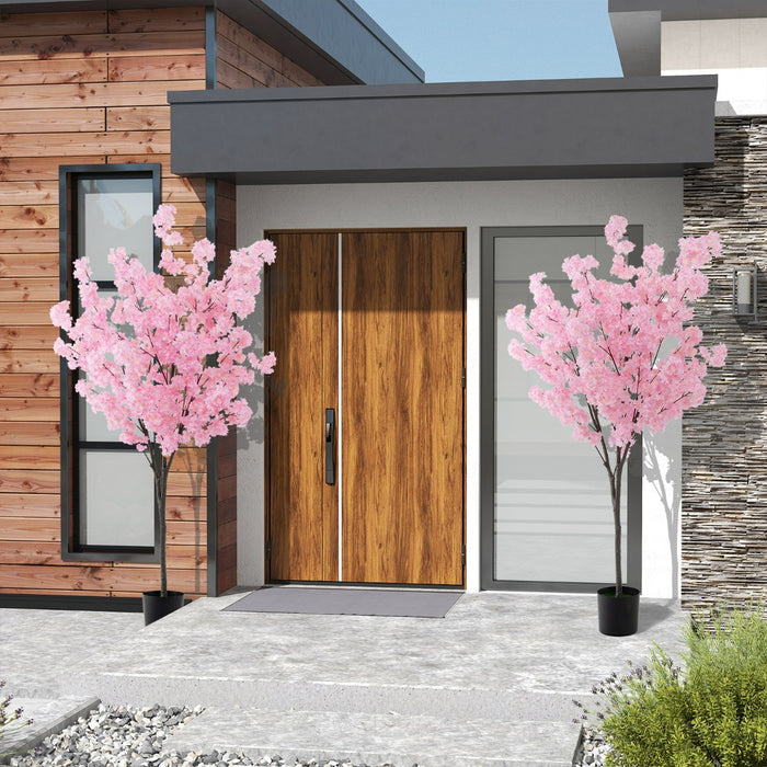 Albero di finti fiori di ciliegio con 900 fiori rosa, Pianta floreale finta in vaso per ufficio e casa e matrimonio Rosa-Piante artificiali