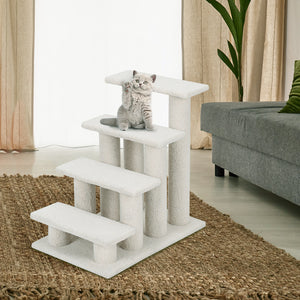 Albero di gatto per graffiare in truciolare, Albero rampicante per gatti 60cm Bianco-Alberi Tiragraffi
