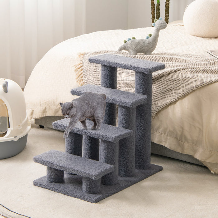 Albero di gatto per graffiare in truciolare, Albero rampicante per gatti 60,5cm Grigio-Alberi Tiragraffi