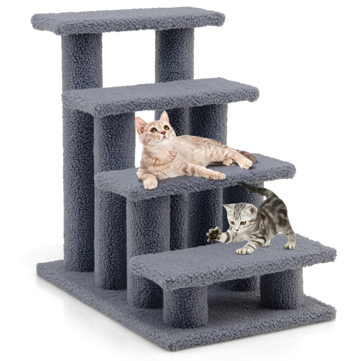 Albero di gatto per graffiare in truciolare, Albero rampicante per gatti 60,5cm Grigio-Alberi Tiragraffi