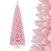 Albero di Natale artificiale da 180cm, Albero di Natale imbiancato con 460 rami supporto metallico pieghevole Rosa-Alberi di Natale