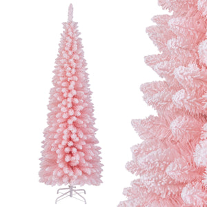 Albero di Natale artificiale da 180cm, Albero di Natale imbiancato con 460 rami supporto metallico pieghevole Rosa-Alberi di Natale