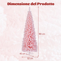 Albero di Natale artificiale da 180cm, Albero di Natale imbiancato con 460 rami supporto metallico pieghevole Rosa-Alberi di Natale